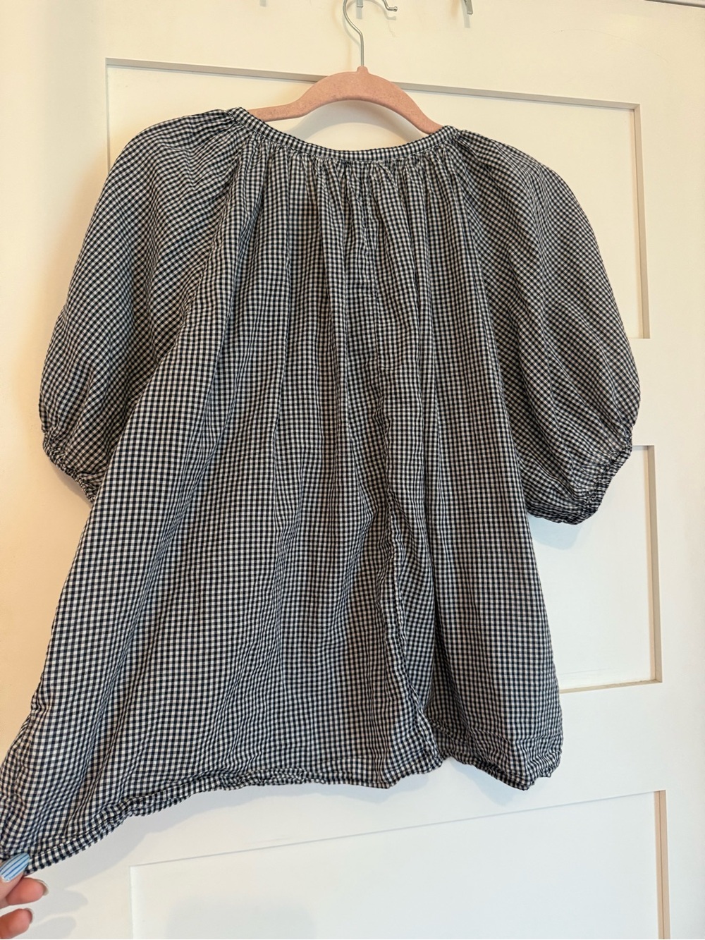 GAP Black and White Gingham Peasant Blouse - Picture 6 of 6